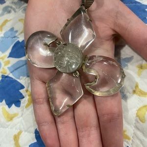 Vintage gigantic lucite slider pendant Fleur del li